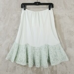 Vintage Half Slip Tulip Skirt Large Pastel Green Satin Lace Nylon USA 50's 60's